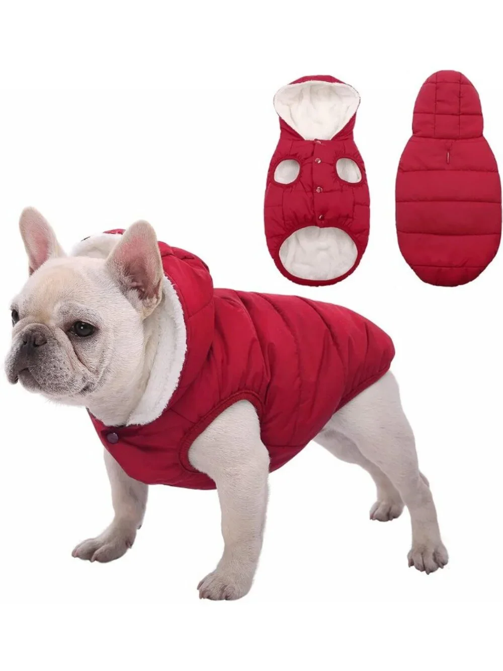 Waterproof Fleece-Lined Dog Winter Coat with Hood, Windproof Pet Jacket, XXL